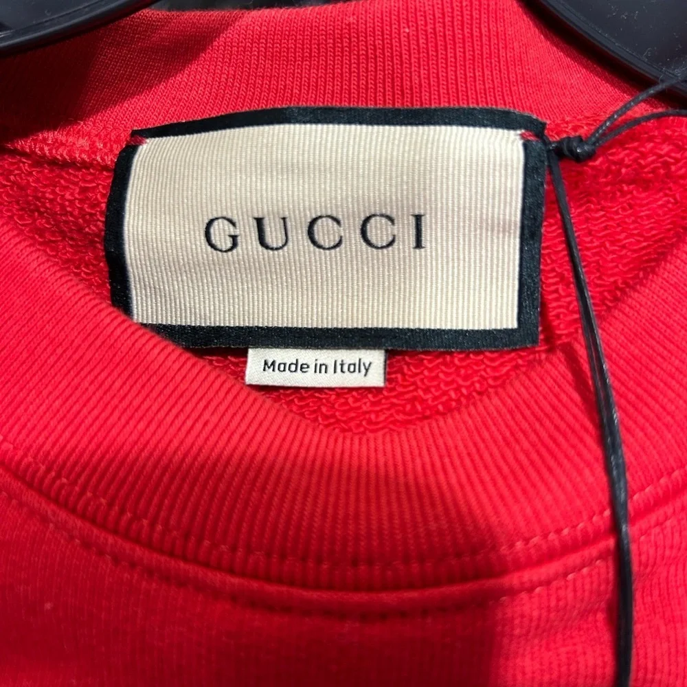 Men's Gucci logo embroidered cotton jersey sweatshirt, size large made in Italy